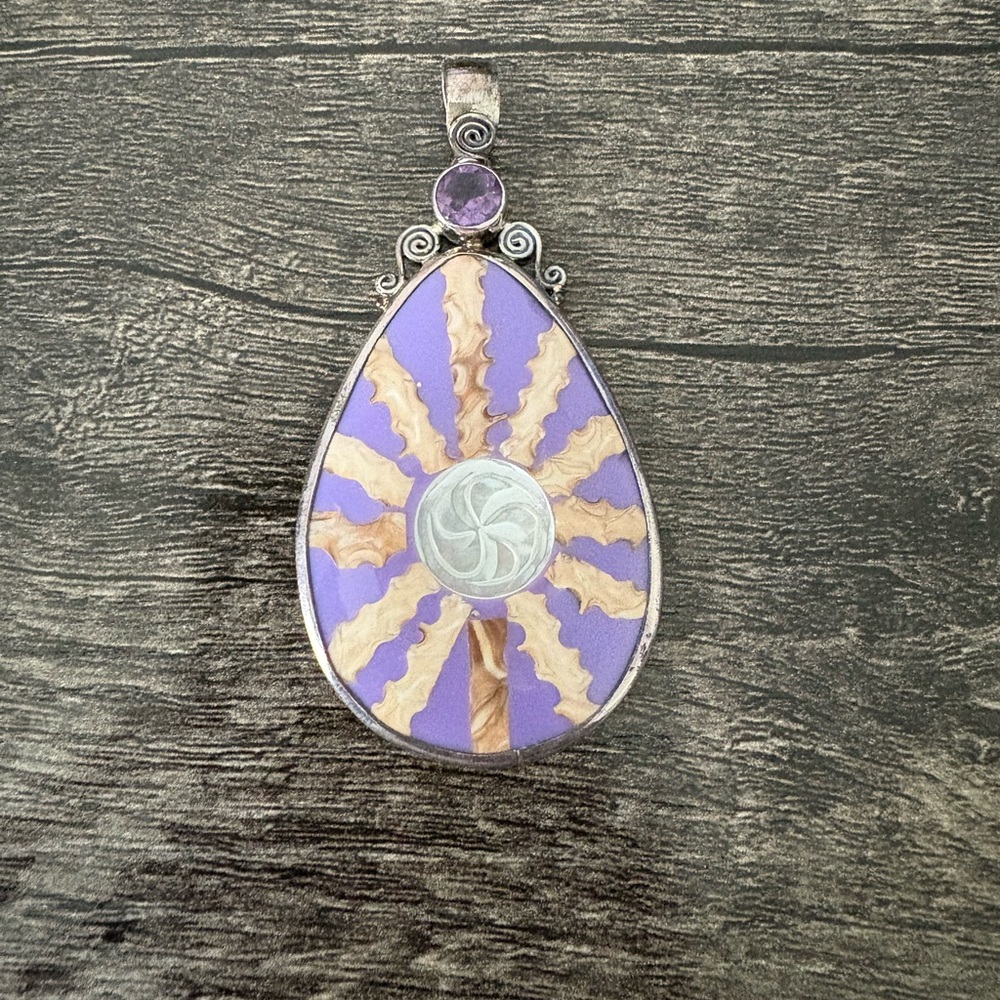 Elegant Purple and Silver Pendant